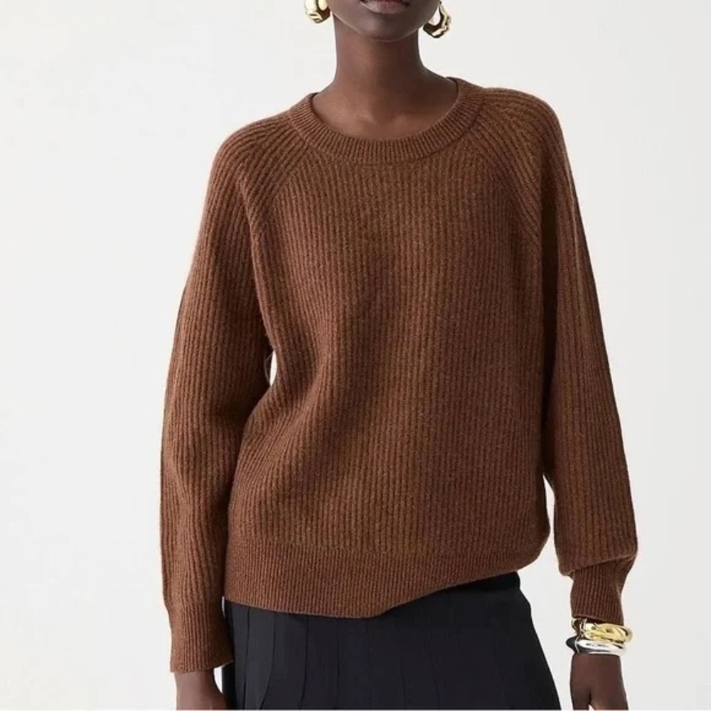 J. Crew brown ribbed cashmere sweater